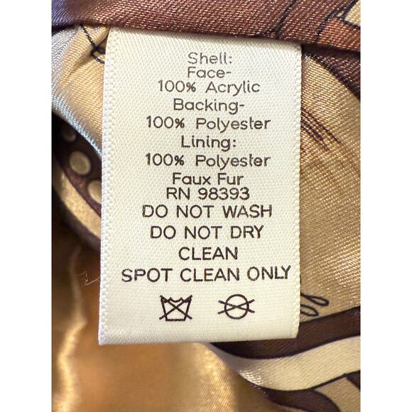 VTG Dark Brown Faux Fur Coat Textured Teddy Bear Coat Mob Wife Dennis Basso XS - Picture 7 of 8